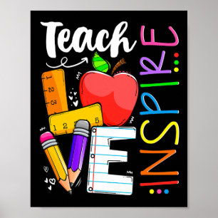 Cute Teach Love And Inspire Men Women Teacher  Poster