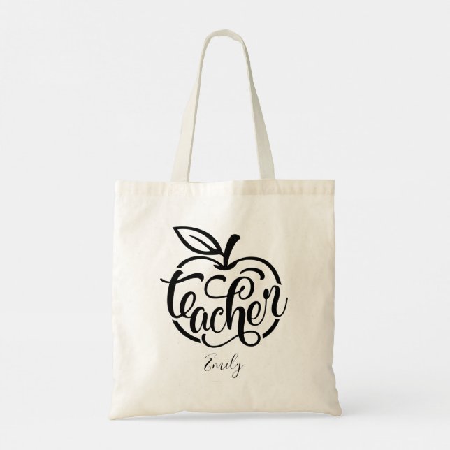 Cute Teach Love Inspire Teacher Gift Tote Bag (Back)