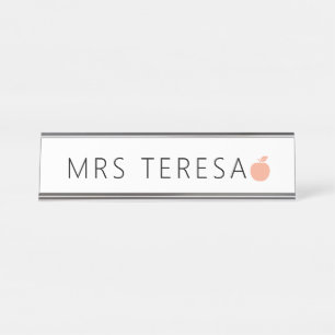 Cute Teacher Apple Modern Classroom Desk Name Plate