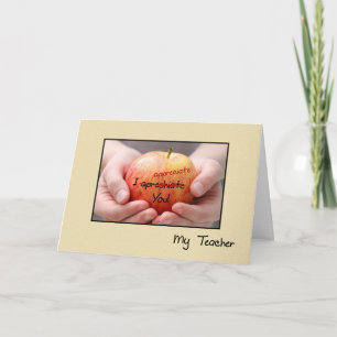 Cute Teacher Appreciation Apple For Teacher Thank You Card