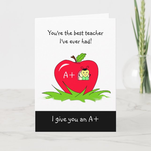 Cute Teacher Appreciation Day Apple For Teacher Card (Front)