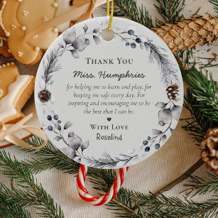 Cute Teacher Appreciation Gift Christmas Wreath Ceramic Tree Decoration