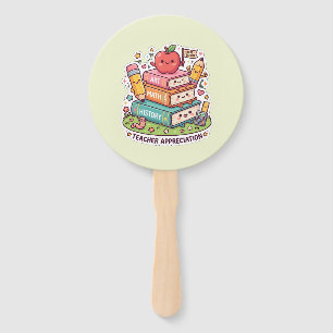 Cute Teacher Appreciation Kawaii School Books Hand Fan