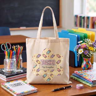 Cute Teacher Appreciation Pencil Pattern Tote Bag