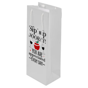 Cute Teacher appreciation word art Wine Gift Bag