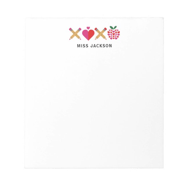 Cute Teacher Appreciation XOXO Colorful Notepad (Front)