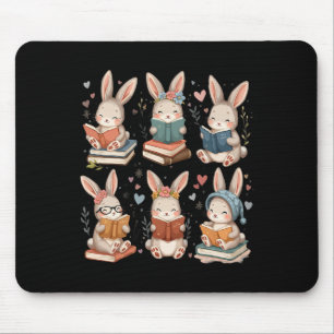 Cute Teacher Bunny Rabbit Reading Easter Bunnies B Mouse Mat