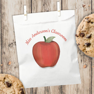 Cute Teacher Classroom Red Apple Whimsical Favour Bags