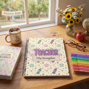 Cute Teacher Crayon School Pattern Notebook