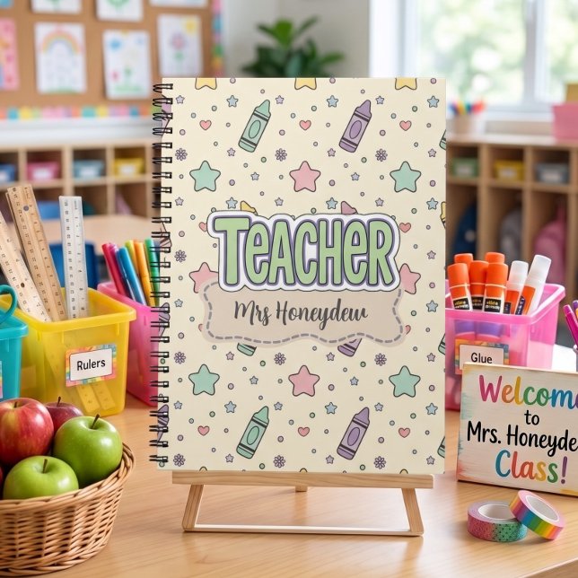 Cute Teacher Crayon School Pattern  Notebook (Creator Uploaded)