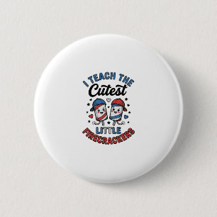 Cute Teacher Firecracker Vintage Fourth of July Sh 6 Cm Round Badge