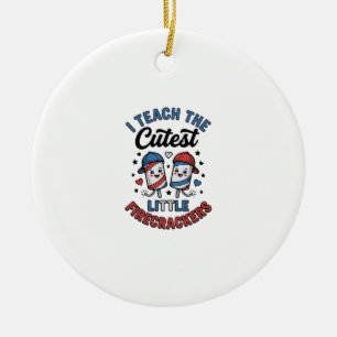 Cute Teacher Firecracker Vintage Fourth of July Sh Ceramic Tree Decoration