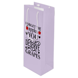 cute Teacher grapes word art Wine Gift Bag
