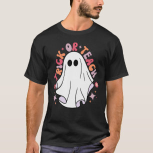 Cute Teacher Halloween Groovy Ghost Halloween Tric T-Shirt