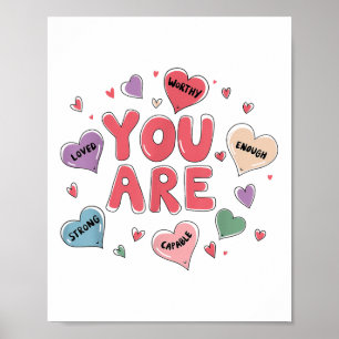 Cute Teacher Kids Valentines Day Teach Heart Candy Poster