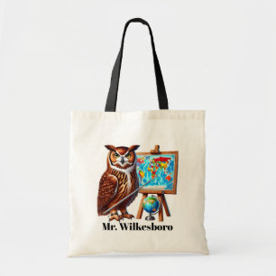 Cute Teacher owl add name customisable Tote Bag