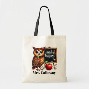 Cute Teacher owl add name customisable Tote Bag