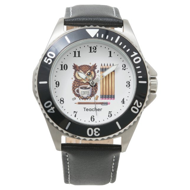 Cute Teacher owl customisable  Watch (Front)