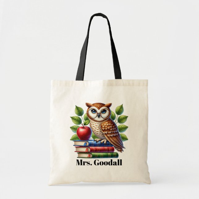 Cute Teacher owl lovers add name customisable  Tote Bag (Front)