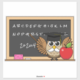 Cute Teacher Owl with Apple Cartoon