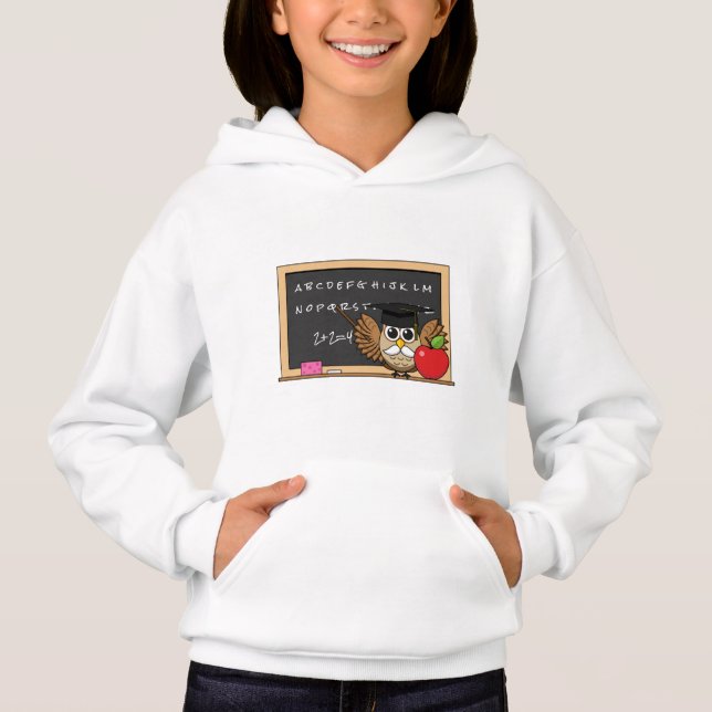 Cute Teacher Owl with Apple Cartoon (Front)