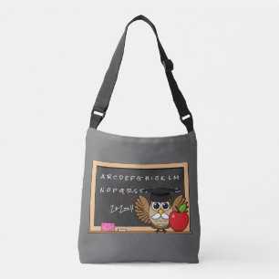 Cute Teacher Owl with Apple Cartoon Crossbody Bag