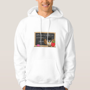 Cute Teacher Owl with Apple Cartoon Hoodie