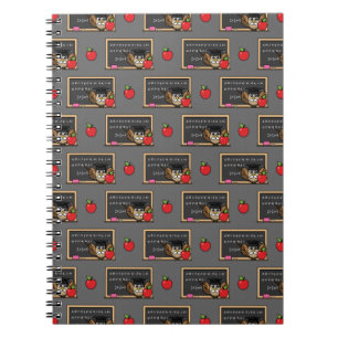 Cute Teacher Owl with Apple Cartoon Notebook