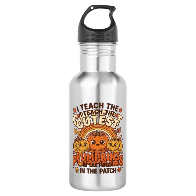 Cute Teacher Pumpkin Fall Classroom Vector Design_ 532 Ml Water Bottle (Front)