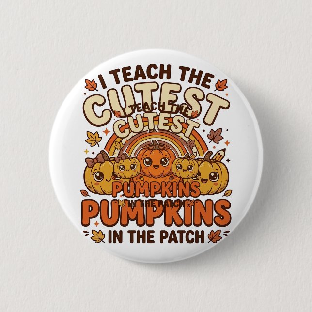Cute Teacher Pumpkin Fall Classroom Vector Design_ 6 Cm Round Badge (Front)