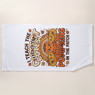 Cute Teacher Pumpkin Fall Classroom Vector Design_ Beach Towel