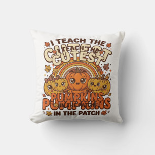 Cute Teacher Pumpkin Fall Classroom Vector Design_ Cushion