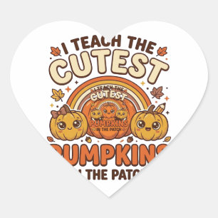 Cute Teacher Pumpkin Fall Classroom Vector Design_ Heart Sticker