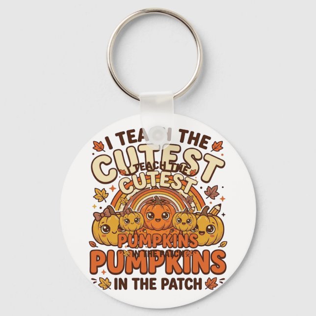 Cute Teacher Pumpkin Fall Classroom Vector Design_ Key Ring (Front)