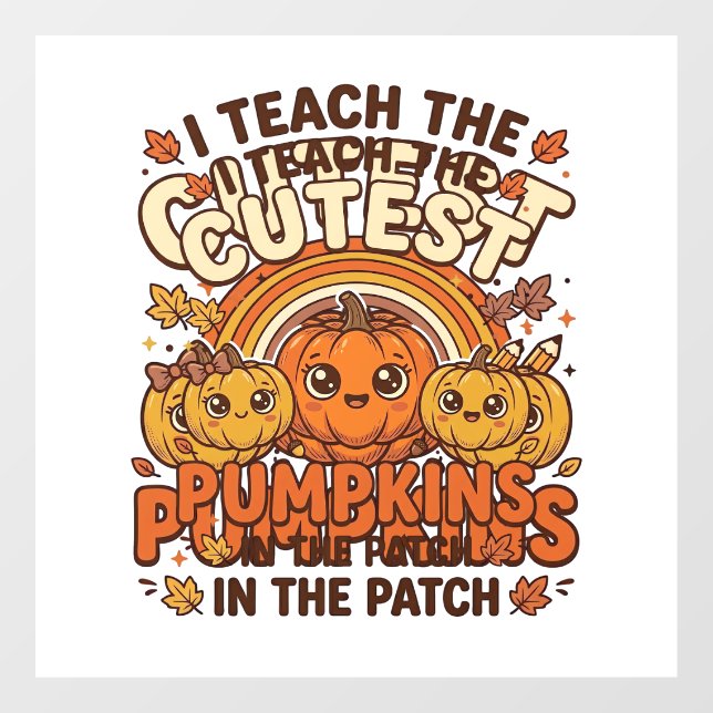 Cute Teacher Pumpkin Fall Classroom Vector Design_ Window Cling (Sheet)