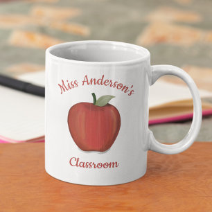 Cute Teacher Red Apple Personalised Coffee Mug