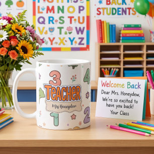Cute Teacher School Numbers Pattern Coffee Mug