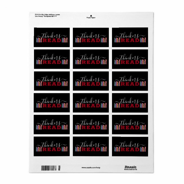 Cute Teacher Thinkers Read Books Chalkboard Label (Full Sheet)