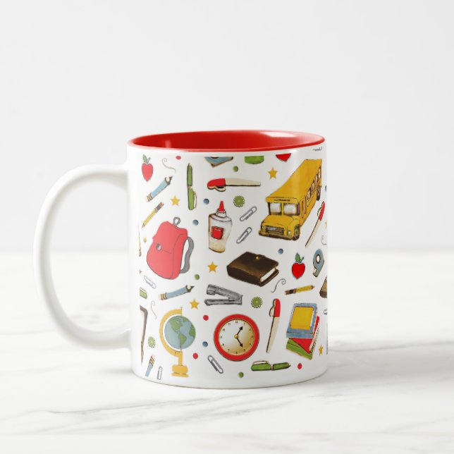 Cute Teacher Two-Tone Coffee Mug (Left)