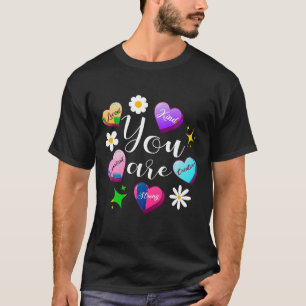 Cute Teacher Valentine Day Funny Retro Heart Candy T-Shirt