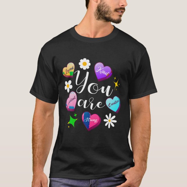 Cute Teacher Valentine Day Funny Retro Heart Candy T-Shirt (Front)