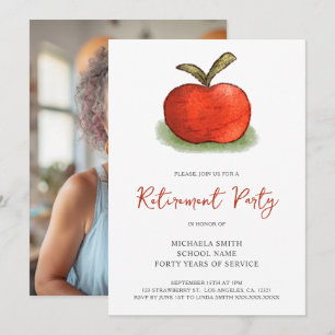 Cute Teacher's Apple Retirement Party Photo Invitation