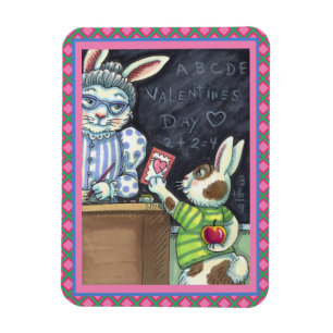 CUTE TEACHER'S PET, APPLE & VALENTINE BUNNY RABBIT MAGNET
