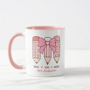 Cute Teacher's Valentine Pencil Custom Mug