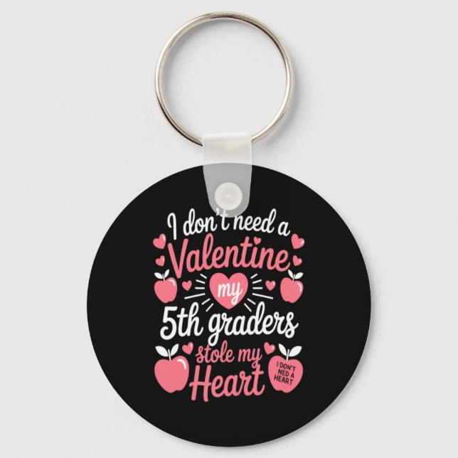 Cute Teachers Valentines Day Key Ring (Front)