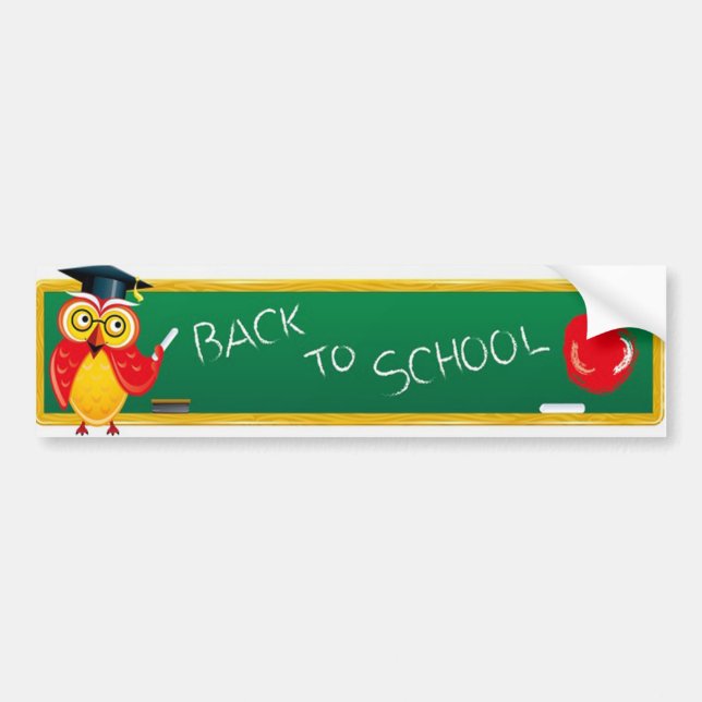 Cute Teaching Owl & Apple Back to School Bumper Sticker (Front)