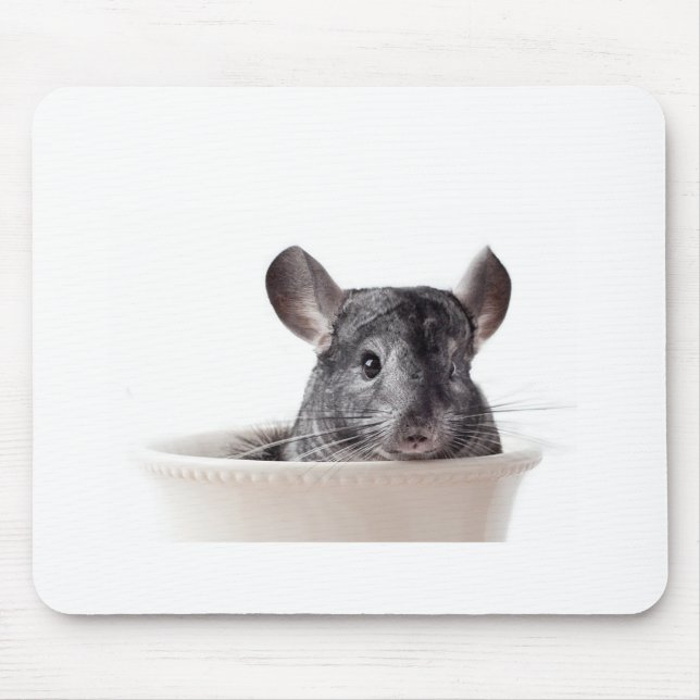 Cute Teacup Chinchilla Grey Mouse Mat (Front)