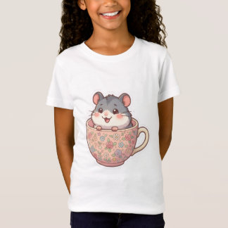 Cute Teacup Hamster Floral Funny Meme Kids Graphic T-Shirt