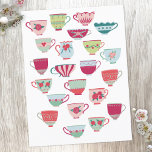 Cute Teacup Postcard<br><div class="desc">A modern take on pretty retro vintage bone china or porcelain tea cups. Put the kettle on!  Original art by Nic Squirrell.</div>
