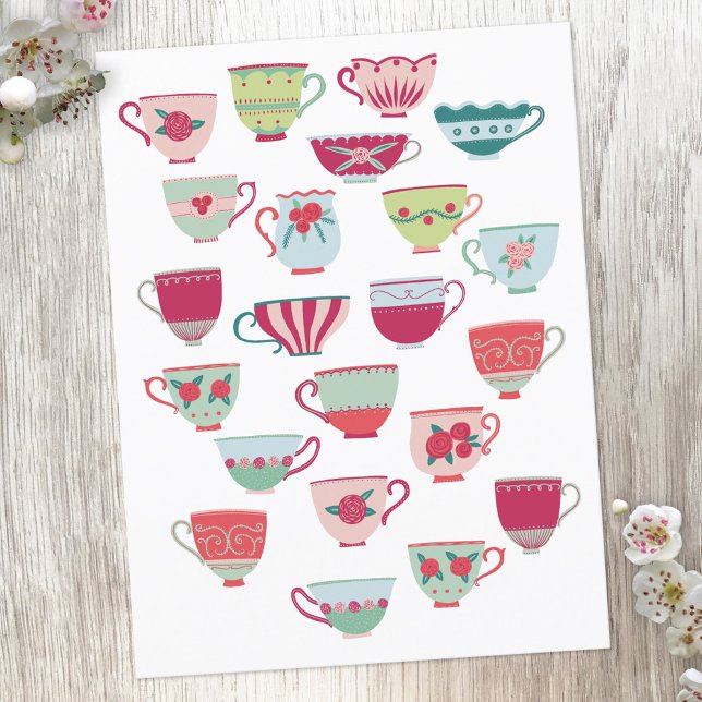 Cute Teacup Postcard (Modern vintage china tea cup postcard)
